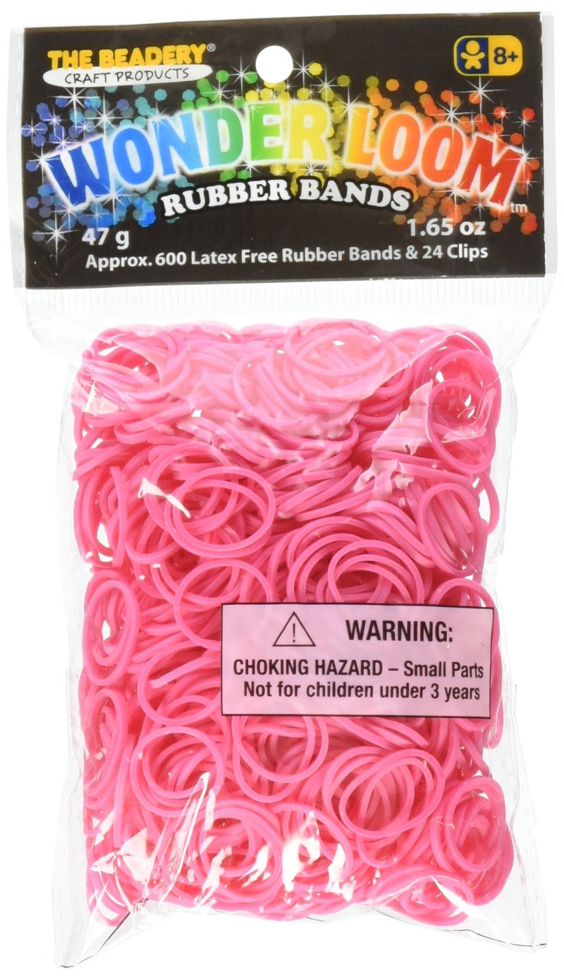 The Beadery - WonderLoom Bands, Pink - 600 Bands, 24 C-Clips - 7295063